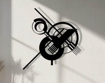Bauhaus Metal Wall Art, Mid Century Modern Geometric Decor, Abstract Architectural Sign