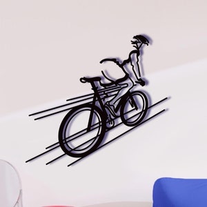 Metal Racing Bike Wall Art: Minimalist Cyclist Silhouette Decor, Bike Lover Gift