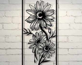 Metal Wall Decor, Daisy Metal Wall Art, Modern Floral Home Decor, Minimalist Nature Design, Father's Day Gift