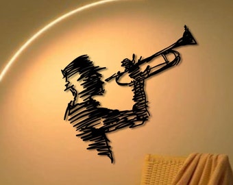Trumpeter Gift Metal Wall Art, Trumpeter Gift For Fathers,Perfect Gift for Jazz and Music Lovers,Trumpet Player Art,Jazz Musician Gift