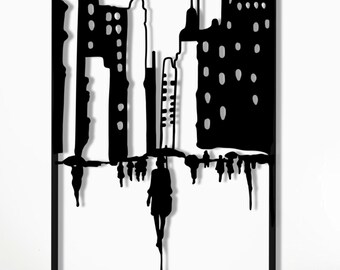 City Silhouette Metal Wall Art: Minimalist Home Decor