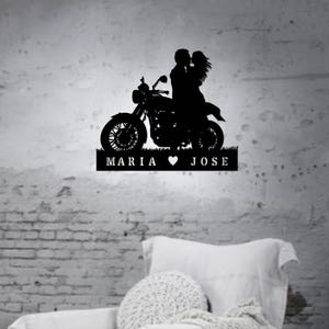 Biker Couple Wedding and Anniversary Gift,Personalized Metal Motorcycle Art