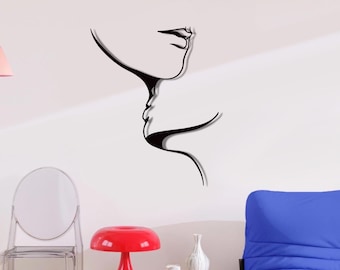 Metal Faces Wall Art,Minimalist Couple Face Line art,Metal Faces,Romantic Couple Lover,Couple line art,Two Faces,Couple in love