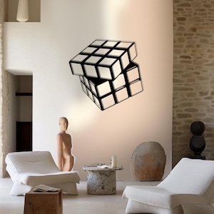Cube Metal Wall Art 3D, Modern Geometric Design,Minimalist Wall Decor, Unique Gift for Home and Office, Cube Wall Sculpture,Rubik Cube Decor