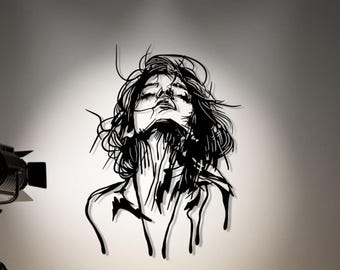 Abstract Woman Face Metal Wall Art, Modern Minimalist Decor, 1.5mm Thick Metal