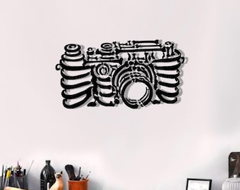Metal Camera Wall Art: Modern Photography Decor