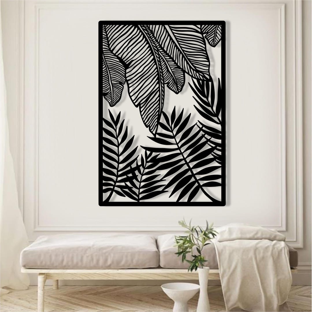 Metal Palm Leaf Wall Art, Tropical Botanical Decor, Nevametal Nature ...