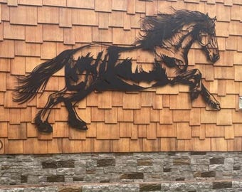 Life Size Horse Metal Wall Art, Detailed Running Horse Silhouette, Near Life Size to Small Wall Decor,Equestrian Gift, Farmhouse Ranch Decor