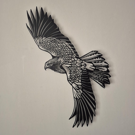 Laser Cut Metal Eagle Silhouette Wall Decor, American Wildlife Art Accent