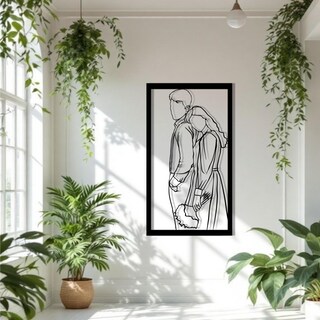 Decorazione Murale In Metallo Minimalista: Profilo Femminile Astratto, Nero, 30x36 Cm Per Soggiorno, Cucina O Caffetteria