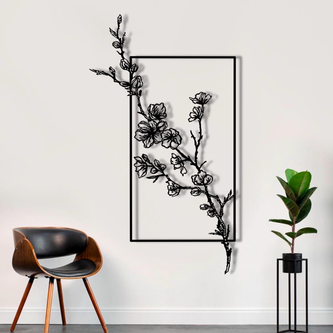 Japanese Cherry Blossom Metal Wall Art: Sakura Spring Decor - Etsy