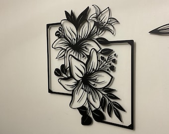 Metal Lily Wall Decor,Lily Flower, Lilium Metal Wall Art,Metal Lilium Decor, Floral Metal Sign,Metal Leaf Art,  Lily Metal, Metal Flower