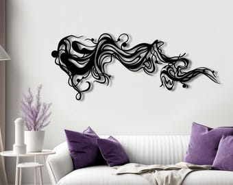 Abstracte metalen muurkunst, geometrische sculptuur, modern interieur