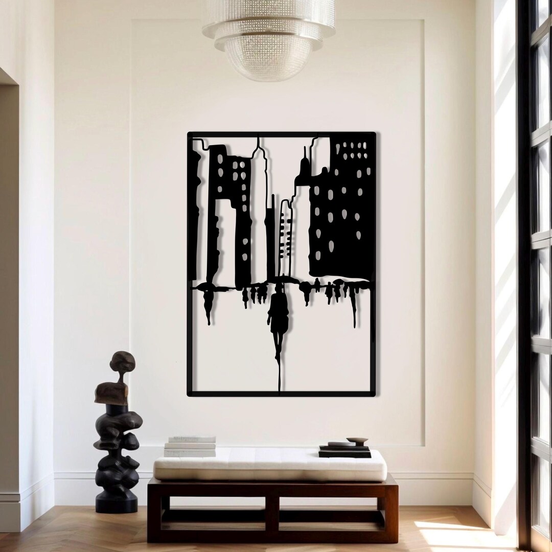 Curated visual reference: Visual Reference: Metal Wall Art Modern City Silhouette Decor Minimalist Home Accent