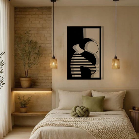 Embracing Couple Metal Art, Black and White Harmony Decor, Abstract Lovers Silhouette, Romantic Bedroom Wall Hanging, Anniversary Gift