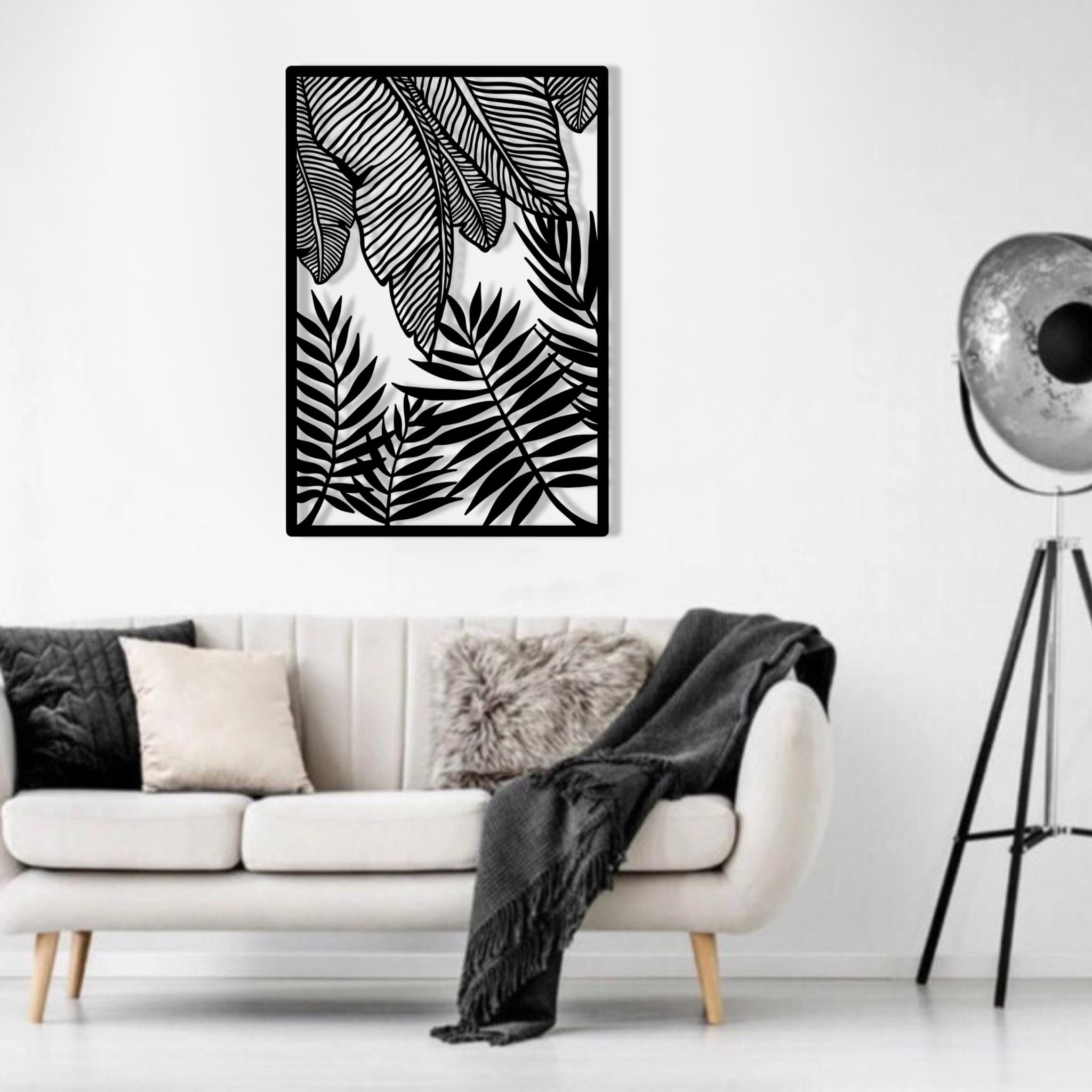 Metal Palm Leaf Wall Art, Tropical Monstera Botanical Decor, Nature ...