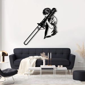 Trombone Player Metal Sign, Trombone Music Club Wall Decor, Trombone Player Art, Perfect Gift for Jazz and Music Lovers,Jazz Musician Gift