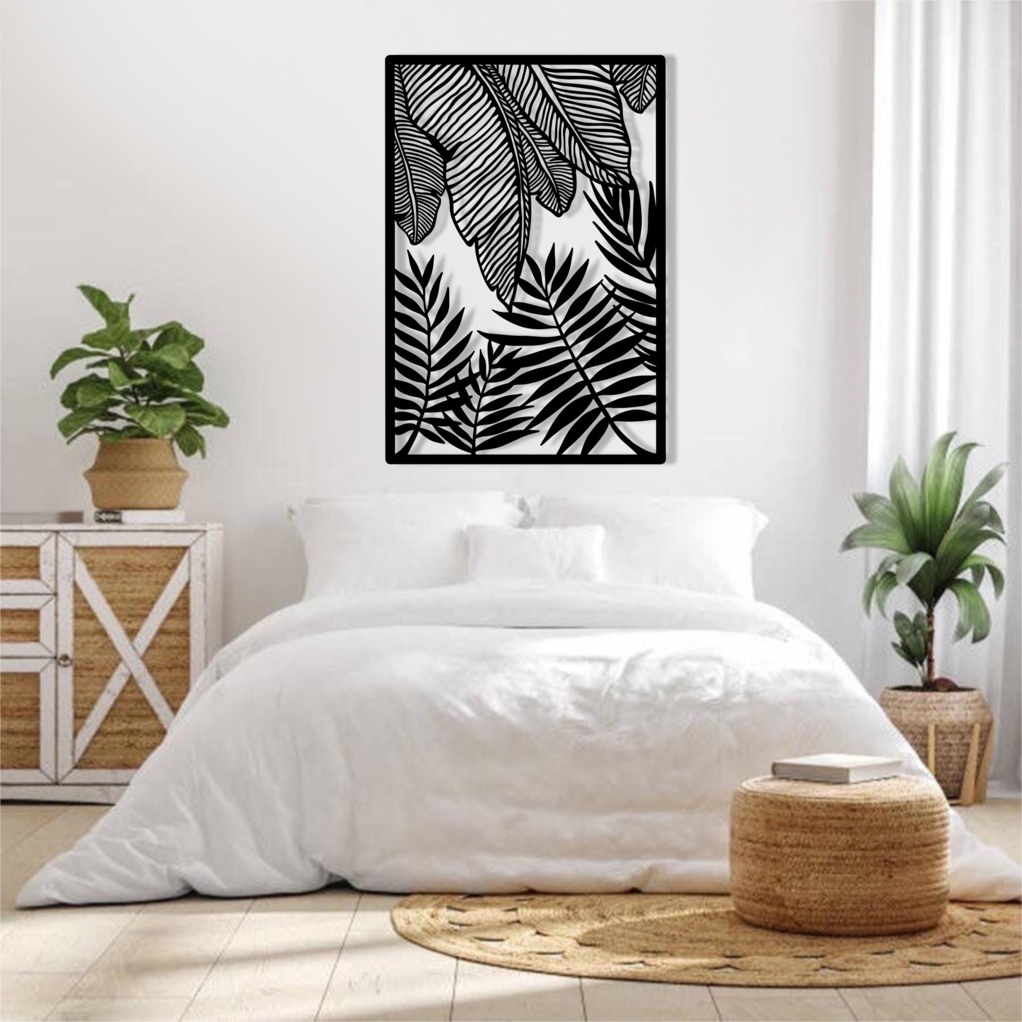 Metal Palm Leaf Wall Art, Tropical Monstera Botanical Decor, Nature ...