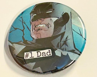 Number One Bat Dad- Pinback Button Badge, 1.5 inch