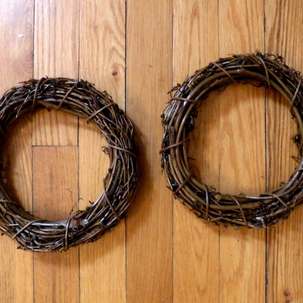 8" Set of 2 Twig Grapevine Wreaths Wedding Rustic Primitive Natural Crafts