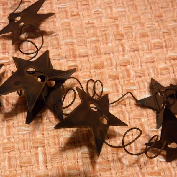 1" Stars Garland Primitive Rusty Wire Metal Barn Star 4' Feet Craft Wedding