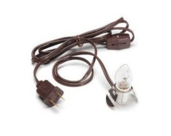 Brown Clip on White Electric light socket with 6 foot Brown cord