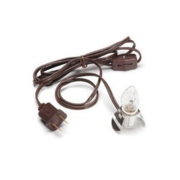 Brown Clip on White Electric light socket with 6 foot Brown cord