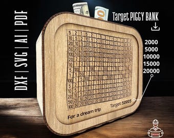Laser Cut Piggy Bank SVG: Savings Challenge Money Box (Digital Download)