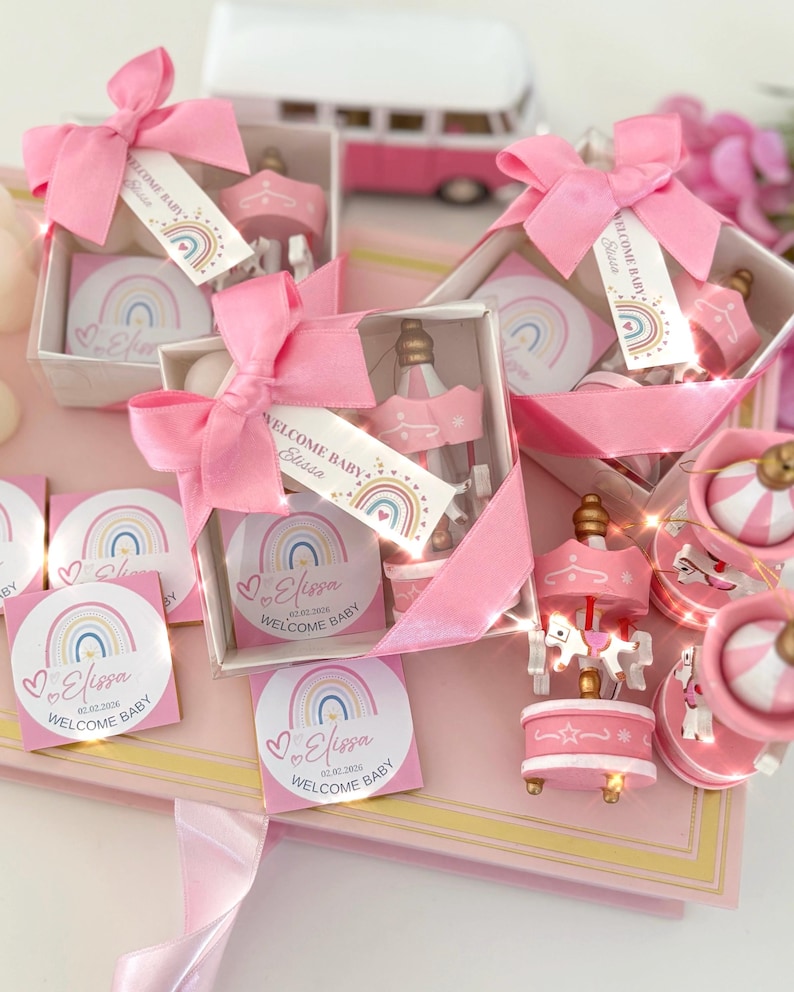 Custom Baby Shower Favor: Carousel Gift Box With Bubble Candle and ...