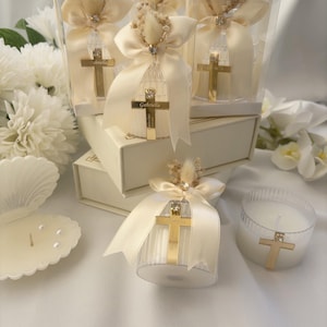 Custom Baptism Candle Favors, Christening Candle Gift, Mi Bautizo, Candle Thank You Gift, Communion Favors, White Candle Favors for Baptism