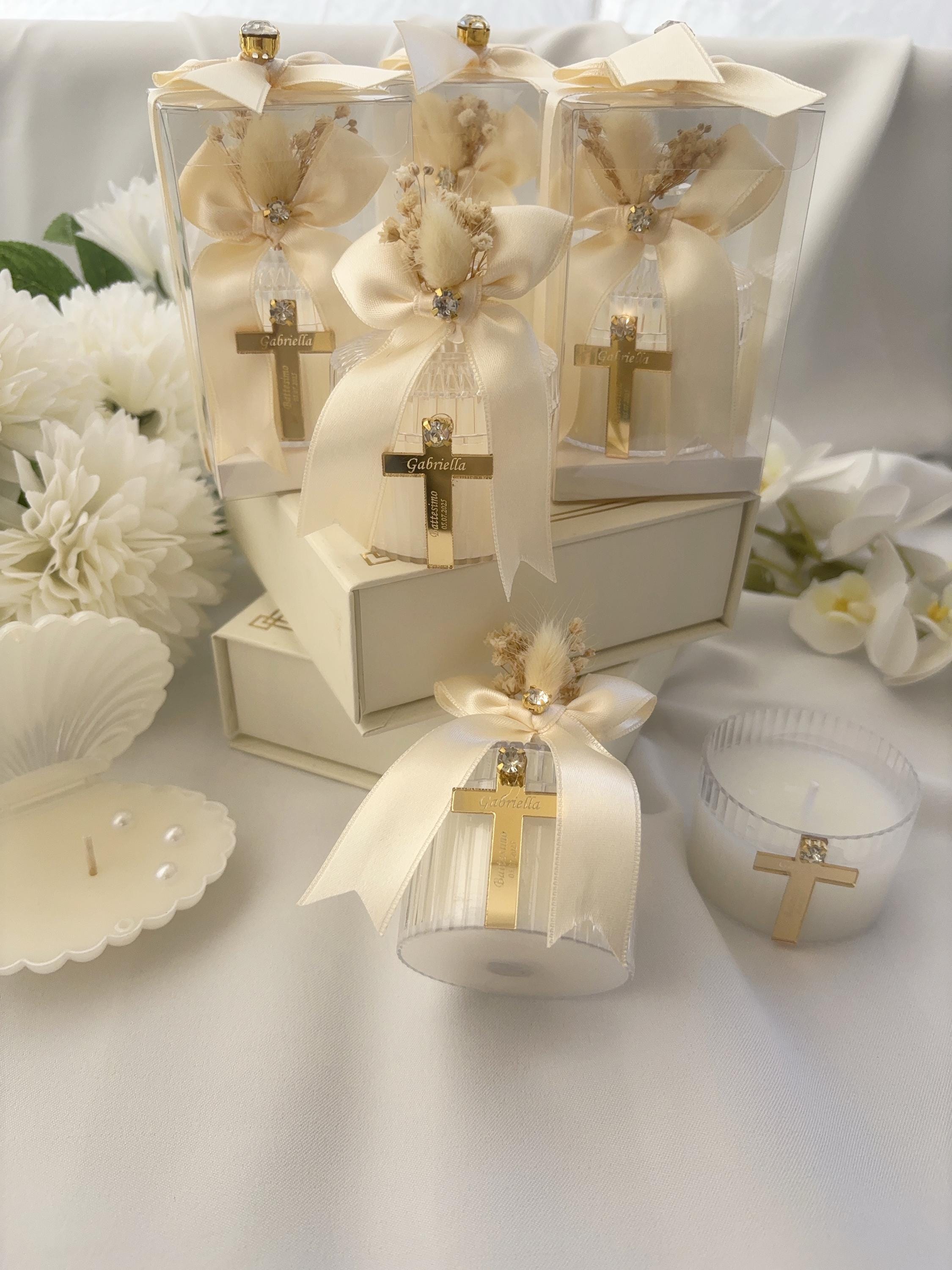 Custom Baptism Candle Favors, Christening Candle Gift, Mi Bautizo, Candle Thank You Gift, Communion Favors, White Candle Favors for Baptism