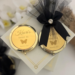 Personalized Gold Compact Mirror, Quinceañera Party Favor, Quinceañera Party Favors For Guest, Sweet 16 Party Favors, Sweet 16 Pary Gift