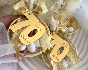 Bomboniera con mandorle dorate - Bomboniera personalizzata per feste di compleanno per adulti