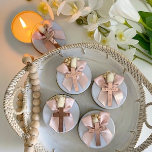 Personalized Baptism Candle Gift, Christening Favors for Boys and Girls, Holy Communion Candle Gift, Elegant Baptism Candle Decoration