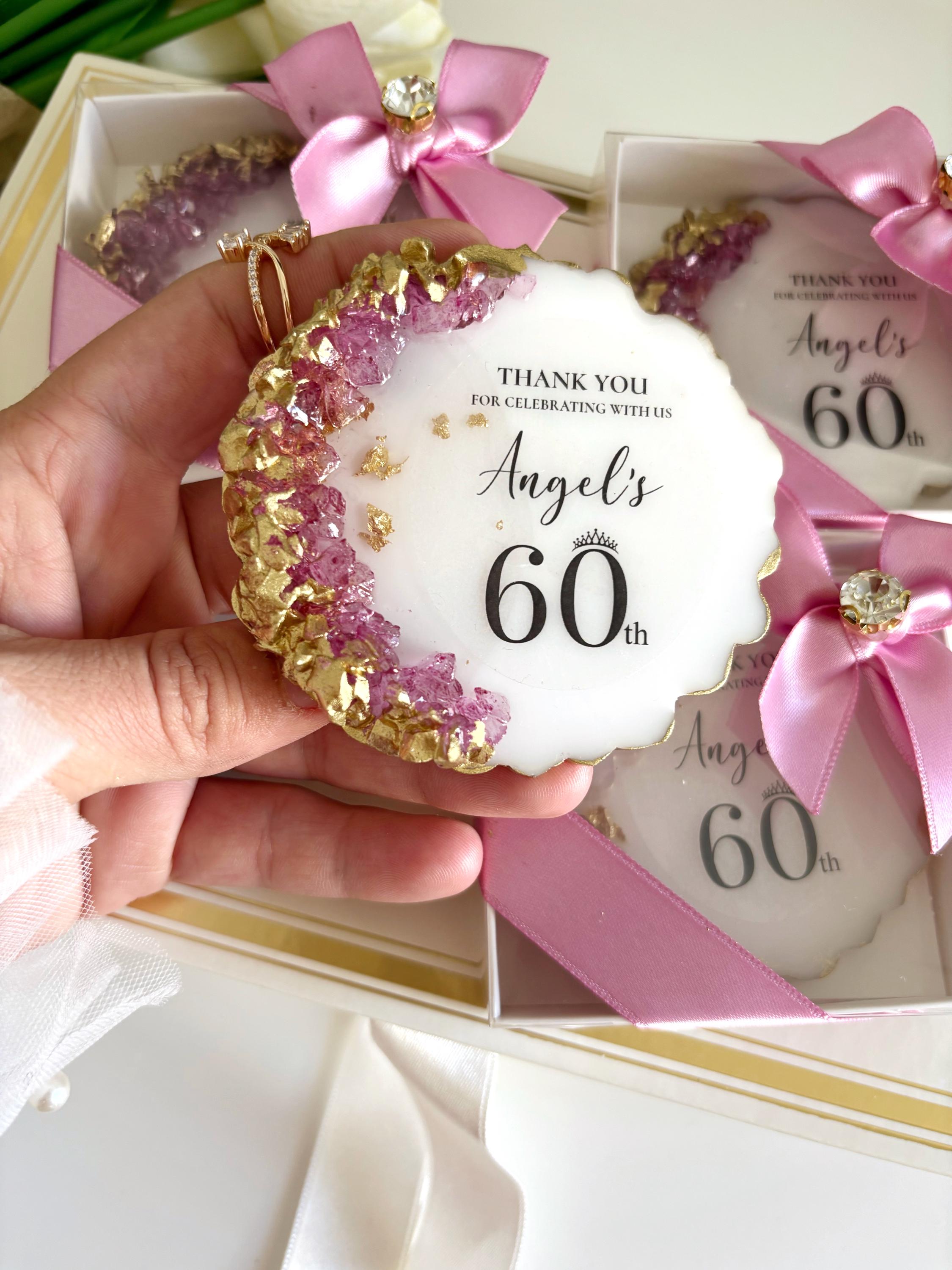 Personalized 60th Birthday Party Favor: Custom Epoxy Magnet for