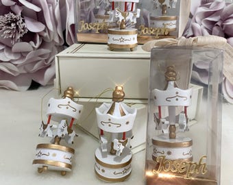 Personalized Wooden Carousel Party Favors: Baby Shower, Baptism, 1st Birthday