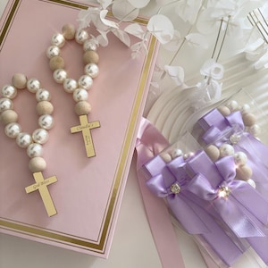 Personalized Baptism Rosary, Handcrafted Custom Baptism Rosary, First Communion Favors, Mi Bautizo, Christening Favors, Cross Rosary Favor