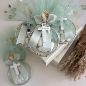 Elegante Taufe Gastgeschenke, personalisierte Taufe Mandel Süßigkeiten Bevorzugung, Einzigartiges Taufgeschenk, Taufbevorzugung, Heilige Kommunion Gastgeschenke, Mi Bautizo