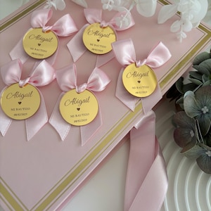 Personalized Acrylic Mirror Cross Tag, Custom Gold Acrylic Cross Tag, Baptism Thank You Tags, Christening Gift Tag, Mi Bautizo Favor Tag