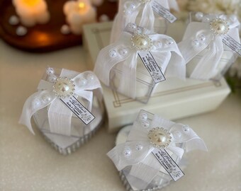 Pearl Decorated Bubble Candle: Wedding Engagement Favor Gift