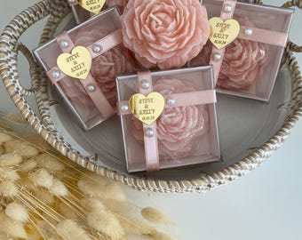 Personalized Wedding Candle Favors: Rose Scented Candle Gift