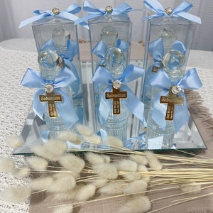 Personalized Holy Water Bottle: Baptism Favor with Ribbon