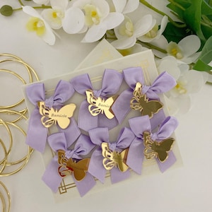 Etichetta di ringraziamento, etichetta di benvenuto per neonato, etichetta personalizzata, etichette a forma di orsetto, grazie per essere venuti, etichette personalizzate per abiti, etichette con nome a forma di farfalla
