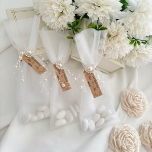 Personalized Wedding Favor Bags, Wedding Favors, Tulle Almond Candy Bag, Wedding Candy Favors, Bridal Shower Favors, Rustic Wedding Favors