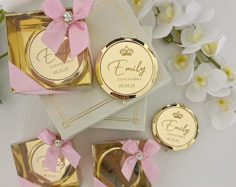 Personalized Sweet 16 Gifts For Girl, Custom Gold Compact Mirror, Sweet 16 Party Favors, Sweet 15 Party Favors, Mis Quince Anos Favor