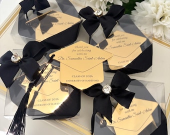 Recuerdos personalizados con imanes de birrete de graduación - Clase de 2026: Espejo acrílico, texto personalizado