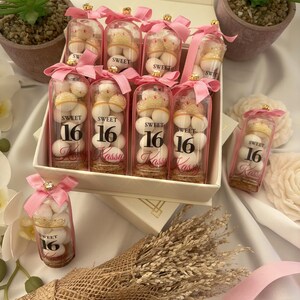 Elegantes dulces de almendras para fiestas de quinceañera y dulces 16, botella personalizada para dulces 16, recuerdo de quinceañera, recuerdo de fiesta