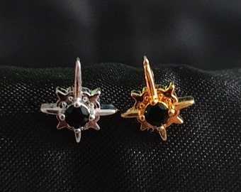 Black Zircon Stone North Star L-Shape Nose Studs 20G