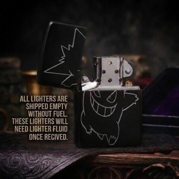 Custom Gengar Brass Metal Flip Lighter Text Engraving Anime