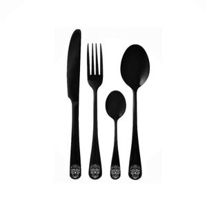 Juego de cubiertos de acero inoxidable de 4 piezas con diseño de calavera de caramelo, grabado, regalo personalizado